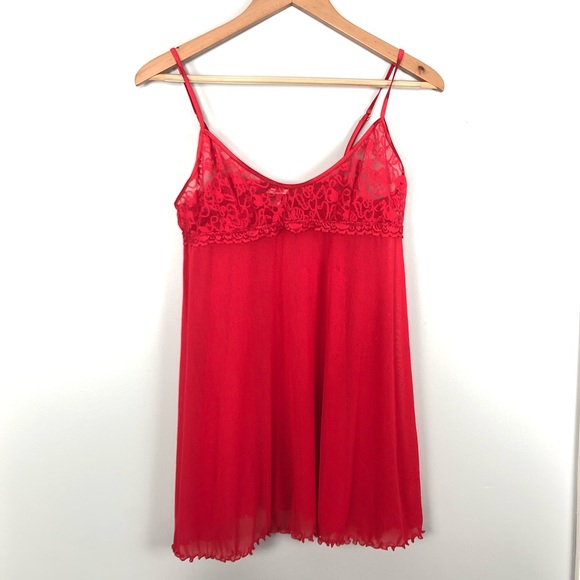Victoria's Secret Other - Victorias Secret Red Nightie With Lace Trim Large